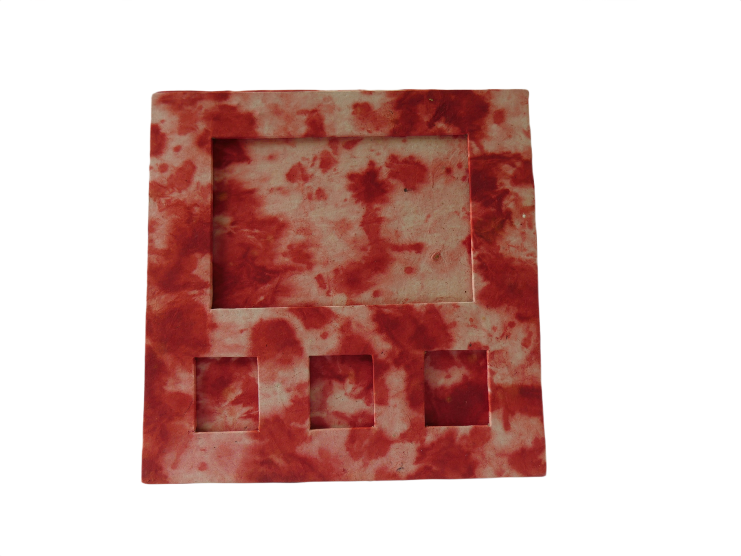 Handmade Lokta Paper Photo Frame — Red Marble Tie-Dye Design - Image 2