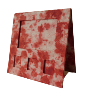 Handmade Lokta Paper Photo Frame — Red Marble Tie-Dye Design