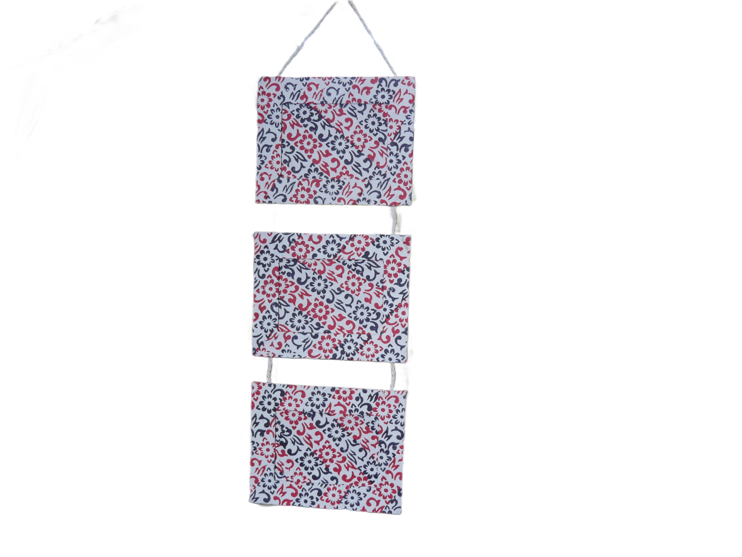 Handmade Lokta Paper Hanging Photo Frame Set — 4 Tier Wall Display